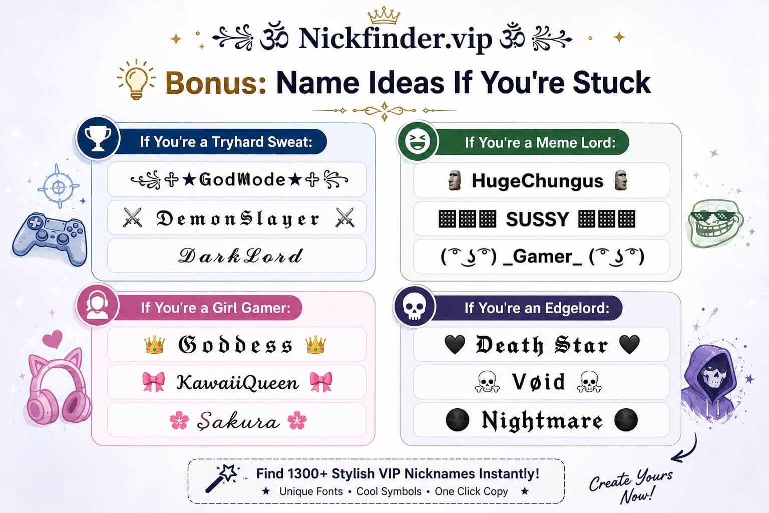 Bonus Name Ideas for Nickfinder